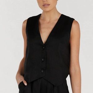 DISSH Banks Black Linen Vest Size 4